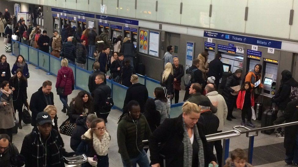 Jumping the queue at a tube station ticket hall